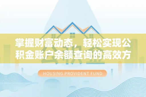 杨浦掌握财富动态，轻松实现公积金账户余额查询的高效方法